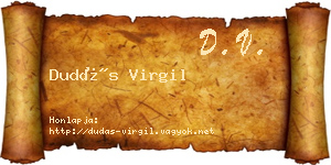Dudás Virgil névjegykártya